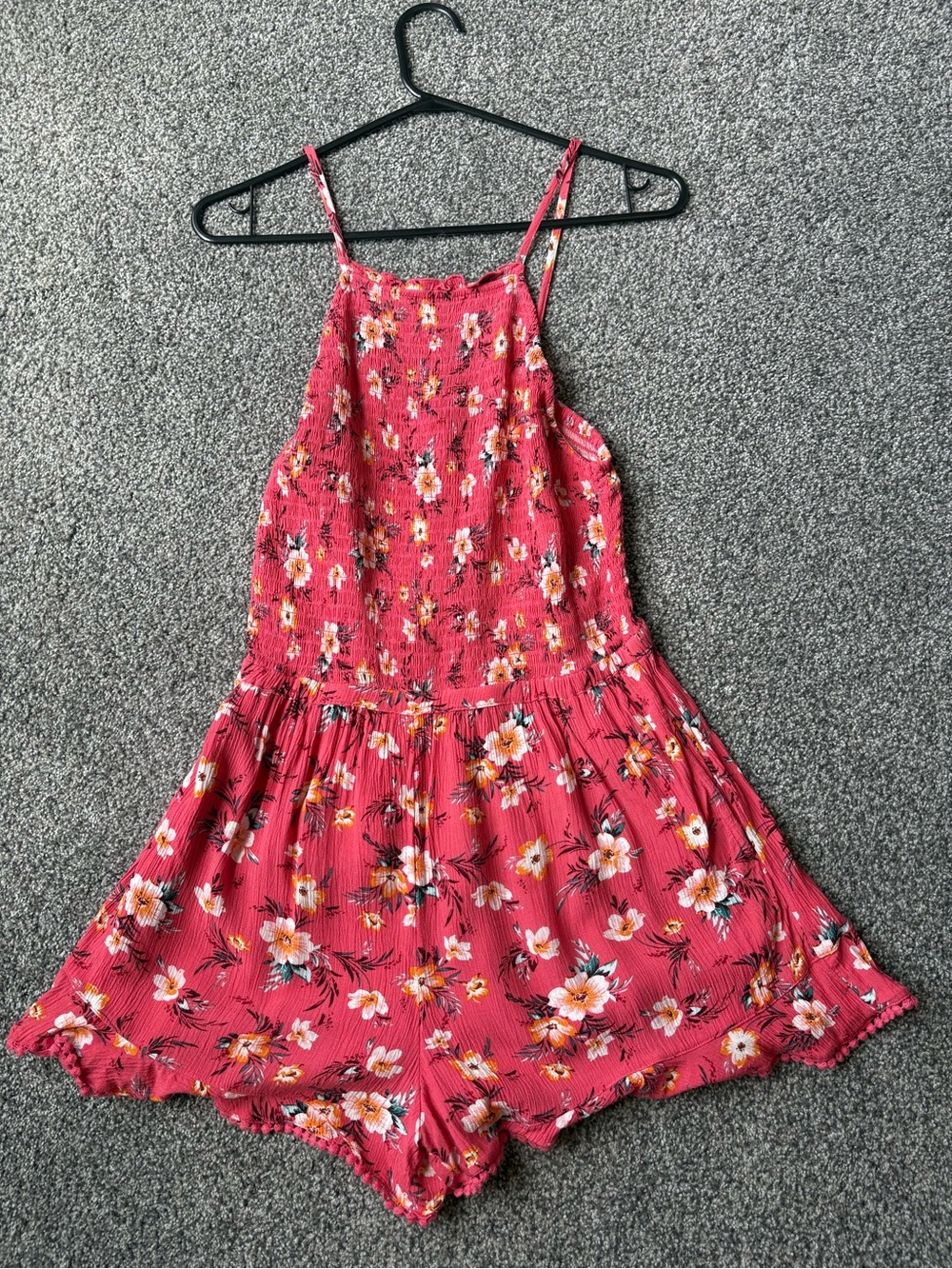AE Floral Mini Romper | Pink Daisy Print | Cottagecore Summer Romper size sm